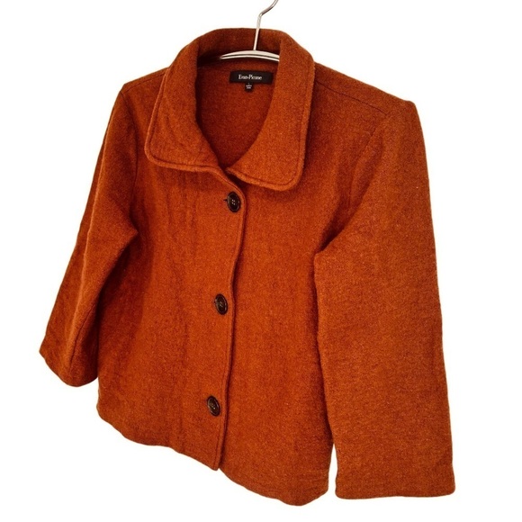 EVAN-PICONE RUST RED 100% WOOL BLAZER SWEATER, WOMENS SIZE L - Picture 2 of 10